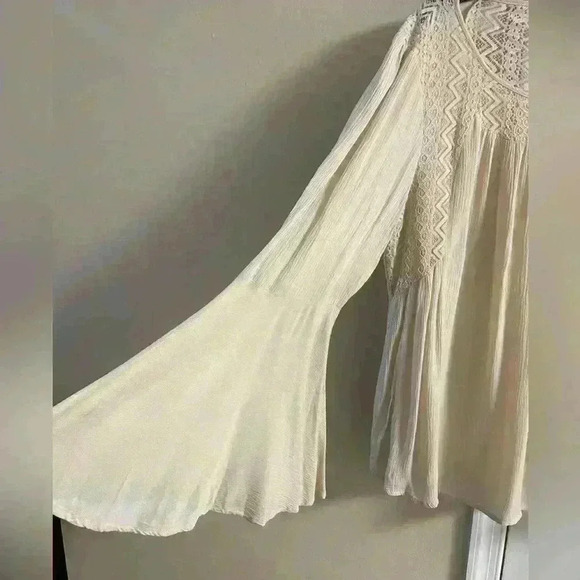 Chicos blouse pop‎ over bell sleeves boho beige Large - Picture 3 of 7